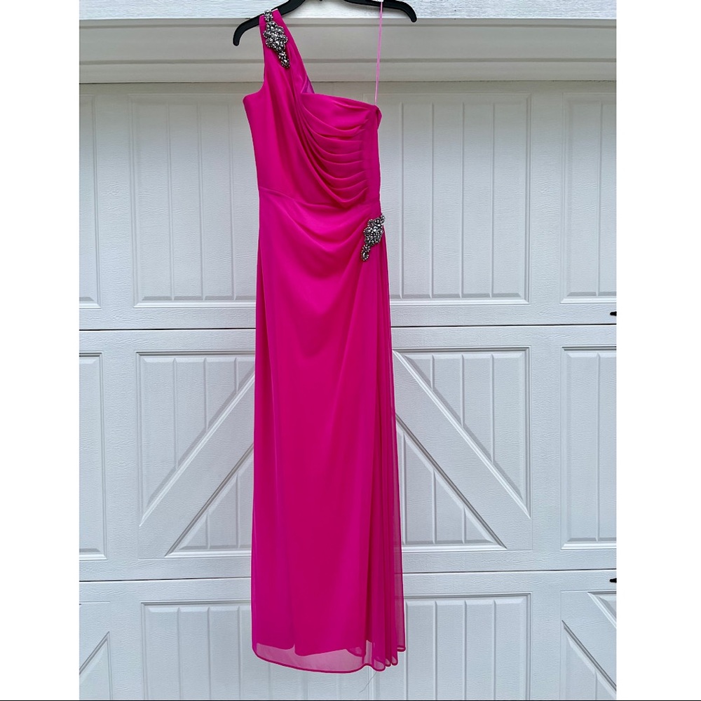 Alex Evenings Pink One Shoulder Formal Gown Size 8 NWT Beaded Prom Dress